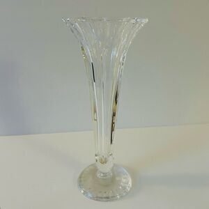 Clear Glass Flared Rim Fluted Bud Vase